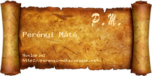 Perényi Máté névjegykártya